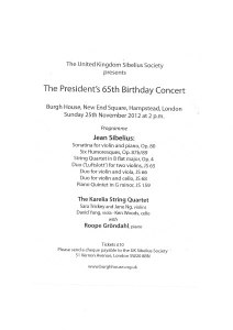 The President's 65th Birthday Concert Programme
